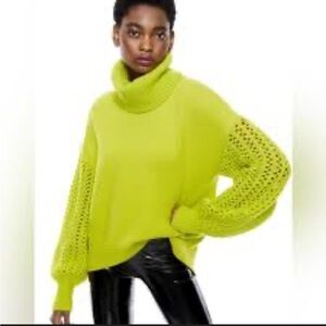 Alice + Olivia Neon Yellow Turtleneck Sweater Adele